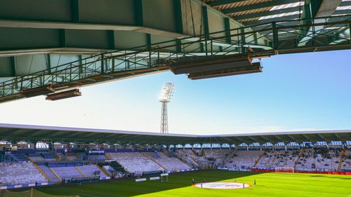 Free A wide-angle view of Kazim Karabekir Stadium in Erzurum during a soccer event with clear skies. Stock Photo