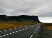 A road through the open fields in Iceland