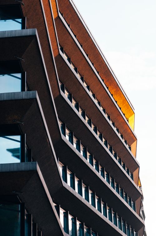 Free Close-up of a modern architectural building in London, showcasing geometric lines. Stock Photo