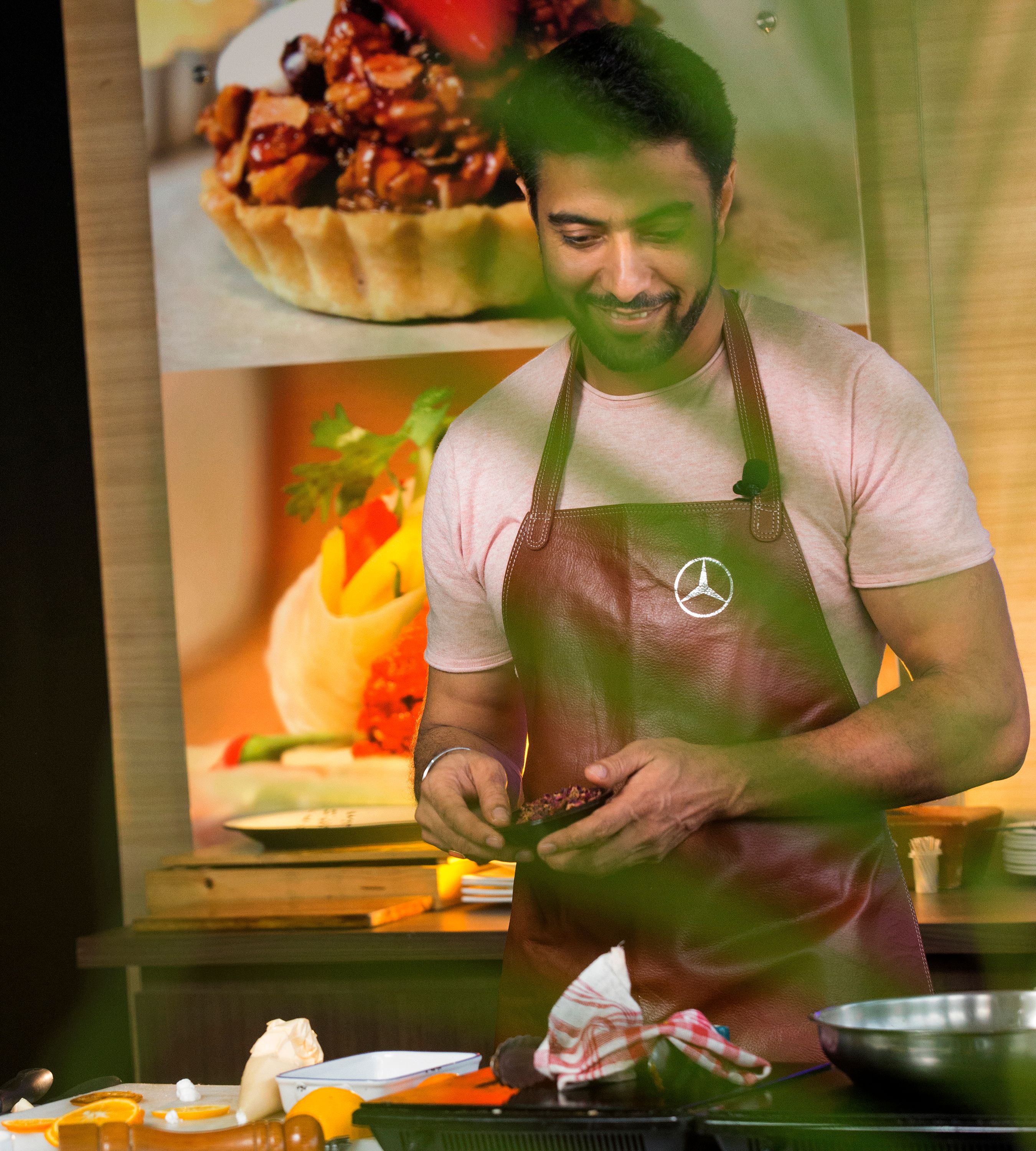 Smiling Man Holding Food