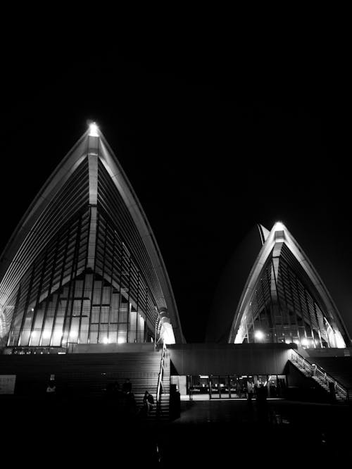 Grayscale Photo of Opera House