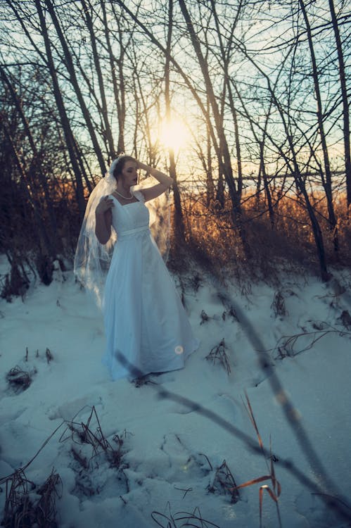 Women Wearing Wedding Gown