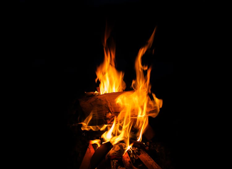 Close-up Of Bonfire At Night