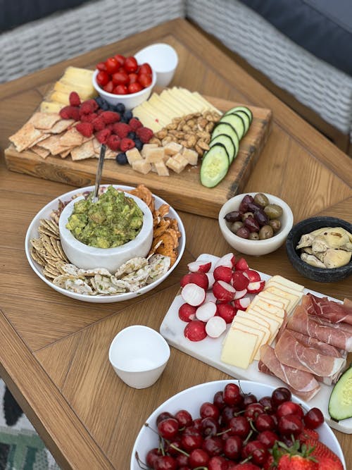 A table with a variety of food on it