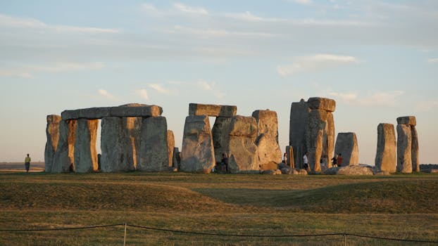 Stonehenge under evening sky in England, capturing ancient mystery.
