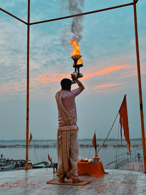 ganga aarti, ganga河, 北方邦 的 免費圖庫相片