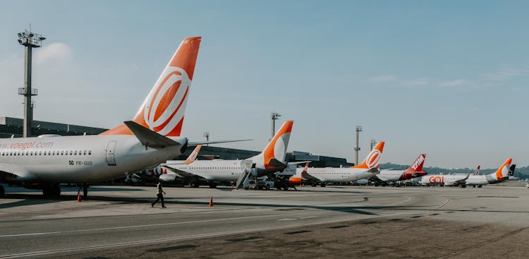 White-and-orange Airliners