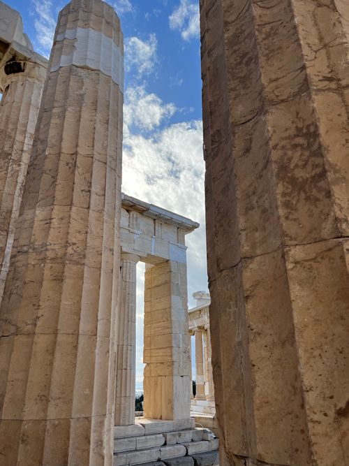 Free Close-up of the ancient columns of the Parthenon, Athens, Greece, showcasing classical architecture. Stock Photo
