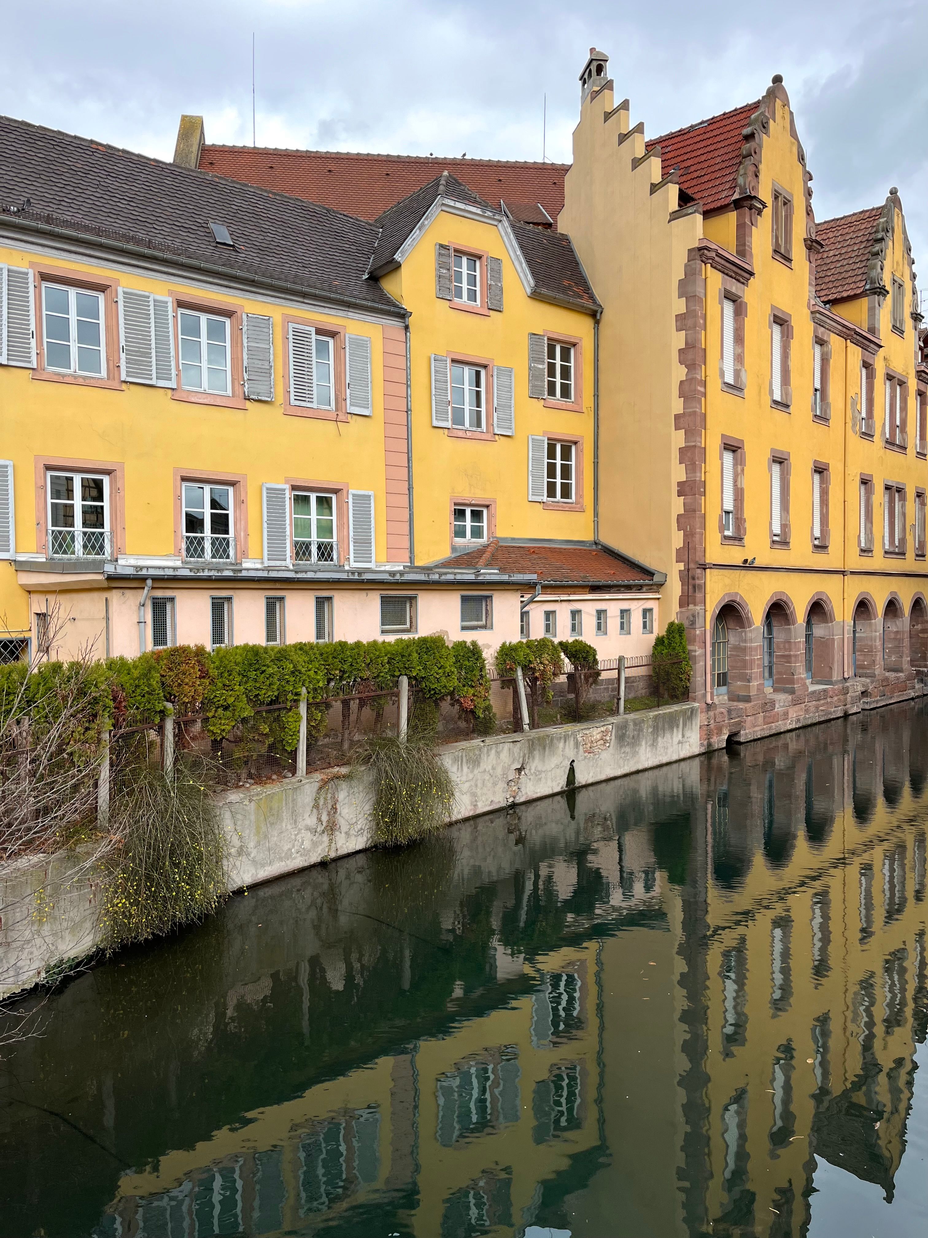 Explore the charming townhouses of Colmar, France, with colorful reflections in a serene canal.