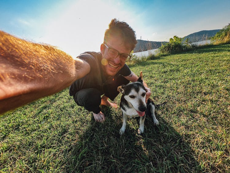 Man And Dog Standing