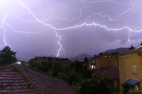 Free Brown Concrete House Under Lightning Stock Photo