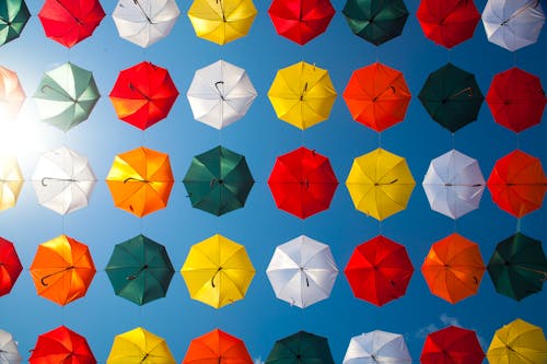 Low Angle Photo of Umbrellas