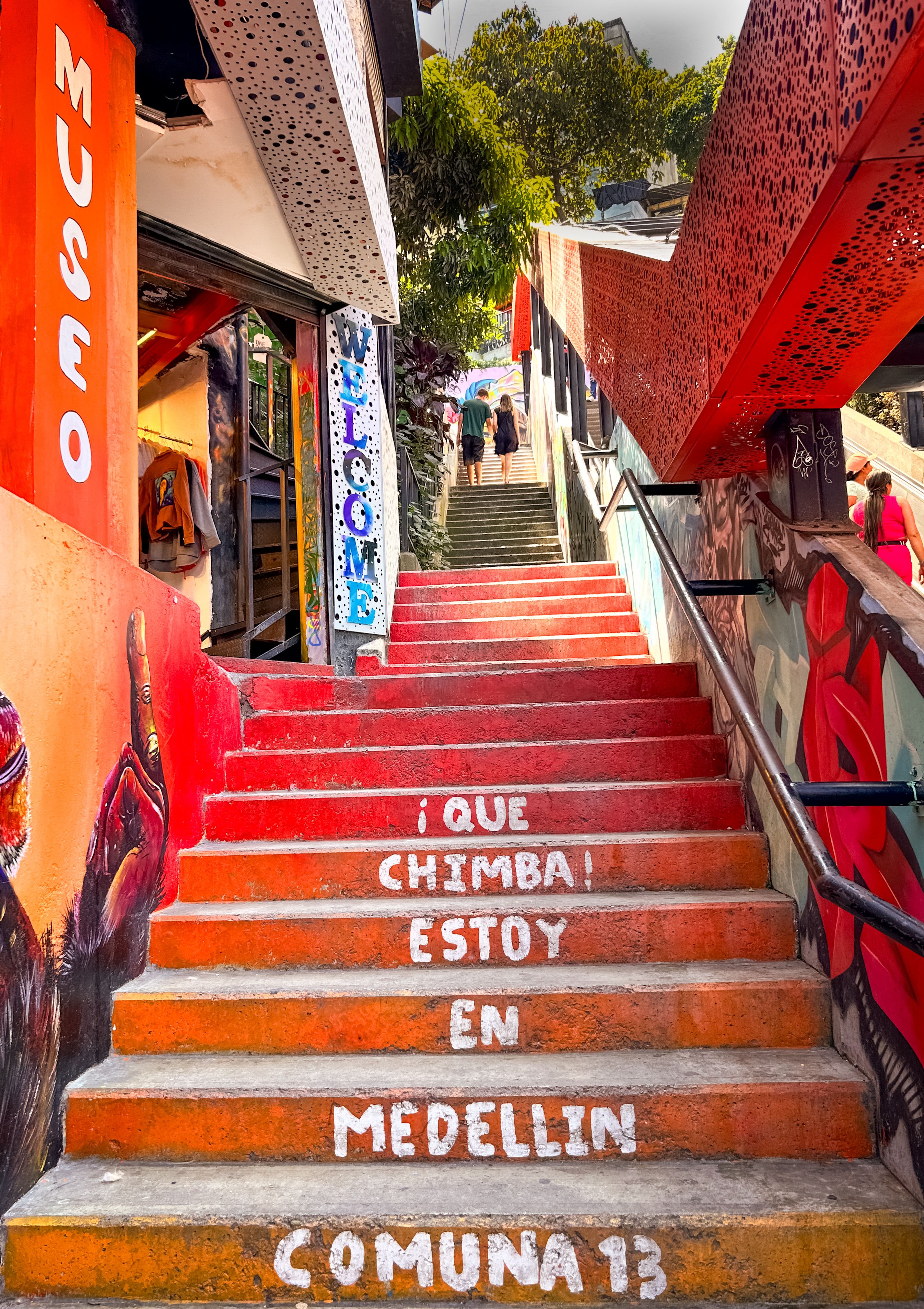 Comuna 13 outdoor escalators in Medellin, Colombia