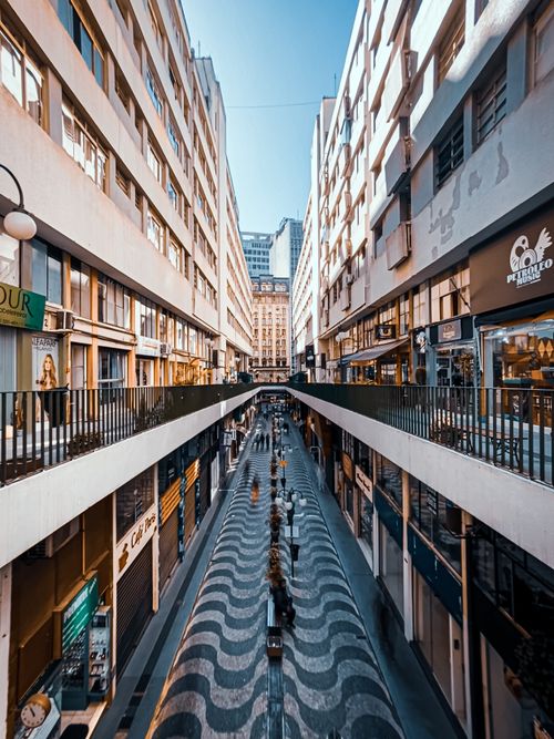 Free Vibrant urban scene of a busy shopping street in São Paulo, Brazil, showcasing local architecture. Stock Photo