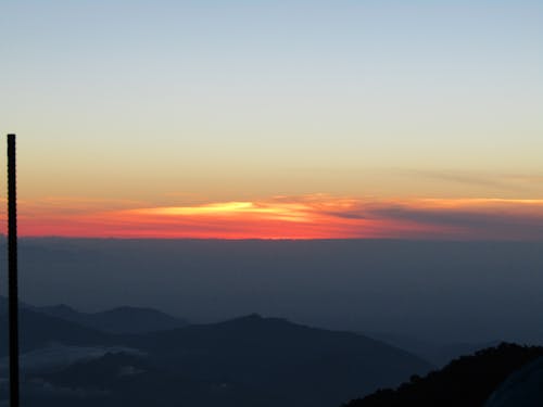 Scenic View of Silhouette Mountains Against Sky during Sunset