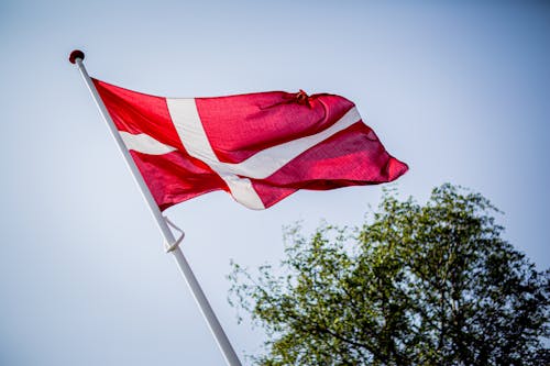 Low angle Shot Photography of Danish  Flag 