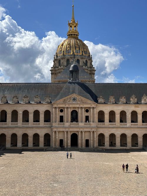 Free Stunning view of Les Invalides dome and courtyard in Paris, France on a clear day. Stock Photo