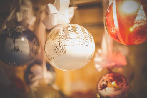 Free Red and White Christmas Baubles Stock Photo