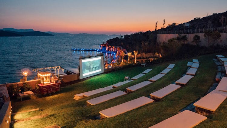 White Screen Projector By The Beach