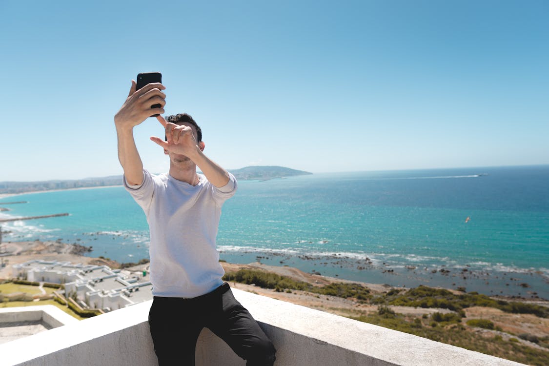 Free Man Taking A Selfie Stock Photo