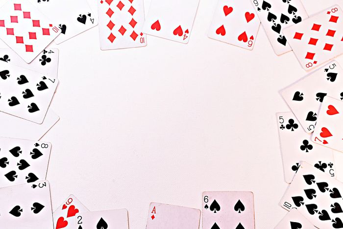 Playing cards arranged in a circle