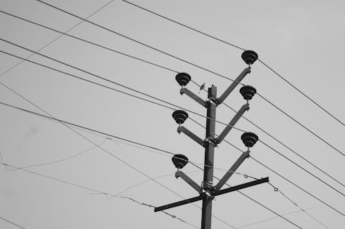 Foto d'estoc gratuïta de au, blanc i negre, cables de cable
