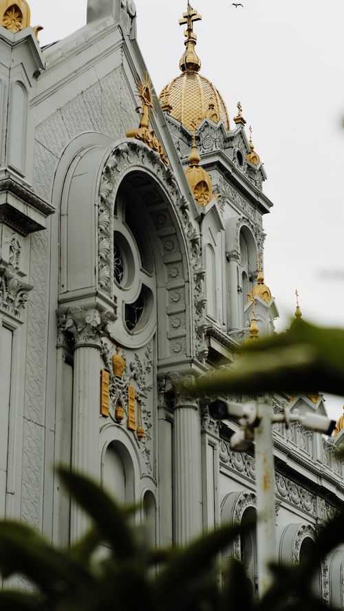 Free Close-up of the intricate facade of the Bulgarian St Stephen Church in Istanbul, showcasing gothic architecture. Stock Photo