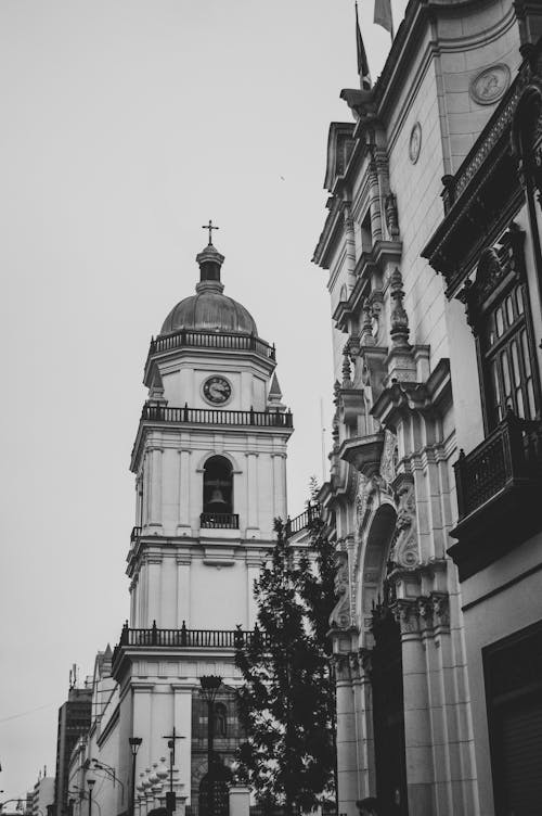 Grayscale Photo of a Church