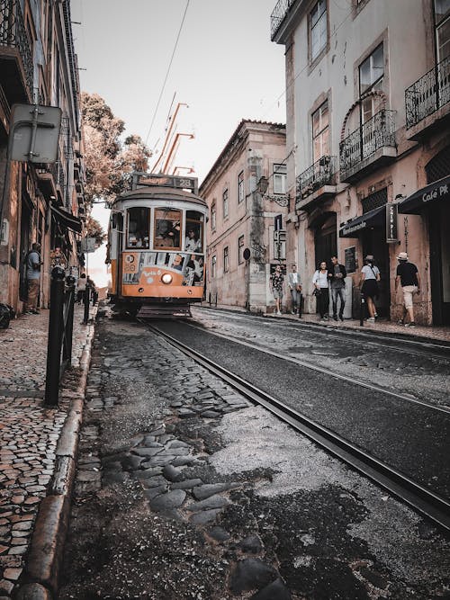 Free Orange and White Tram Stock Photo