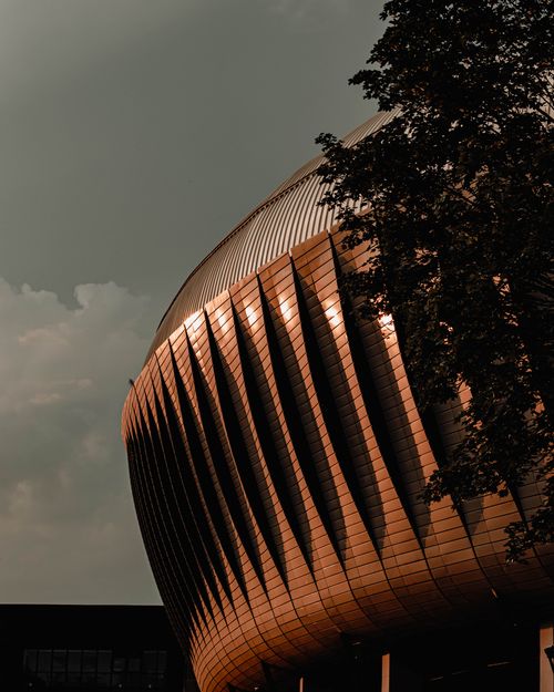 Free Close-up view of an innovative architectural design in Cluj-Napoca, capturing the essence of modern architecture. Stock Photo
