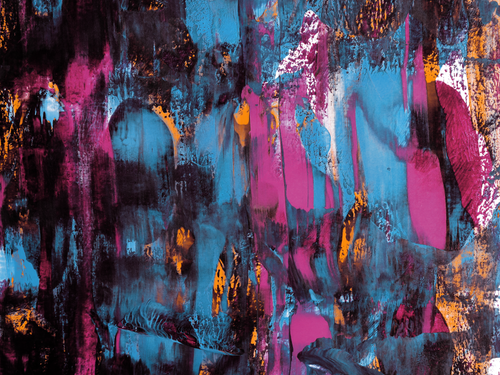 Free Bold and colorful abstract acrylic painting with vibrant brushstrokes on canvas. Stock Photo