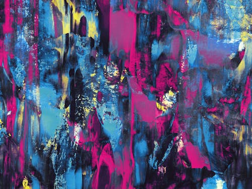 Pintura Abstrata Rosa E Azul