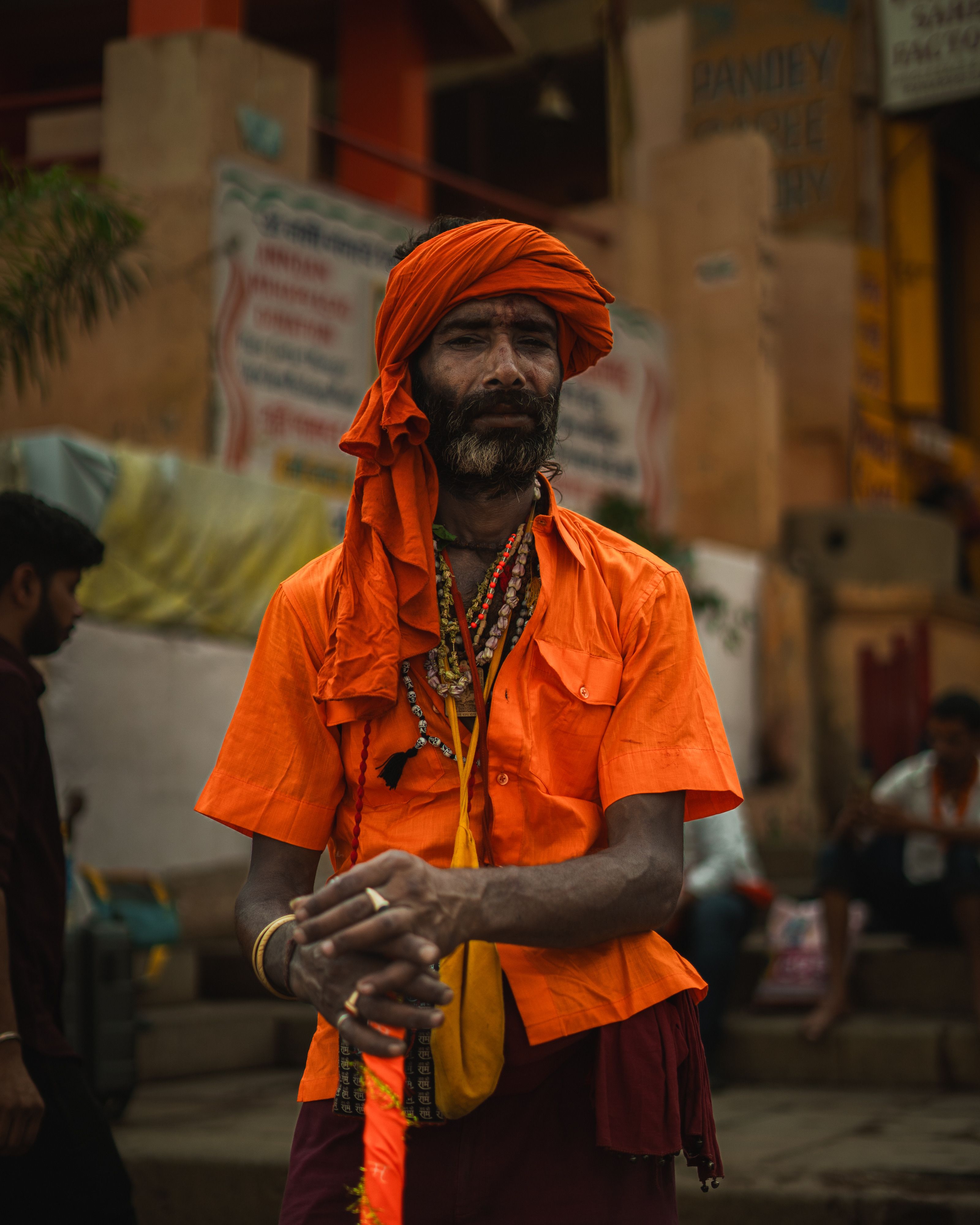 Portrait of Man in Orange Shirt and Turban · Free Stock Photo