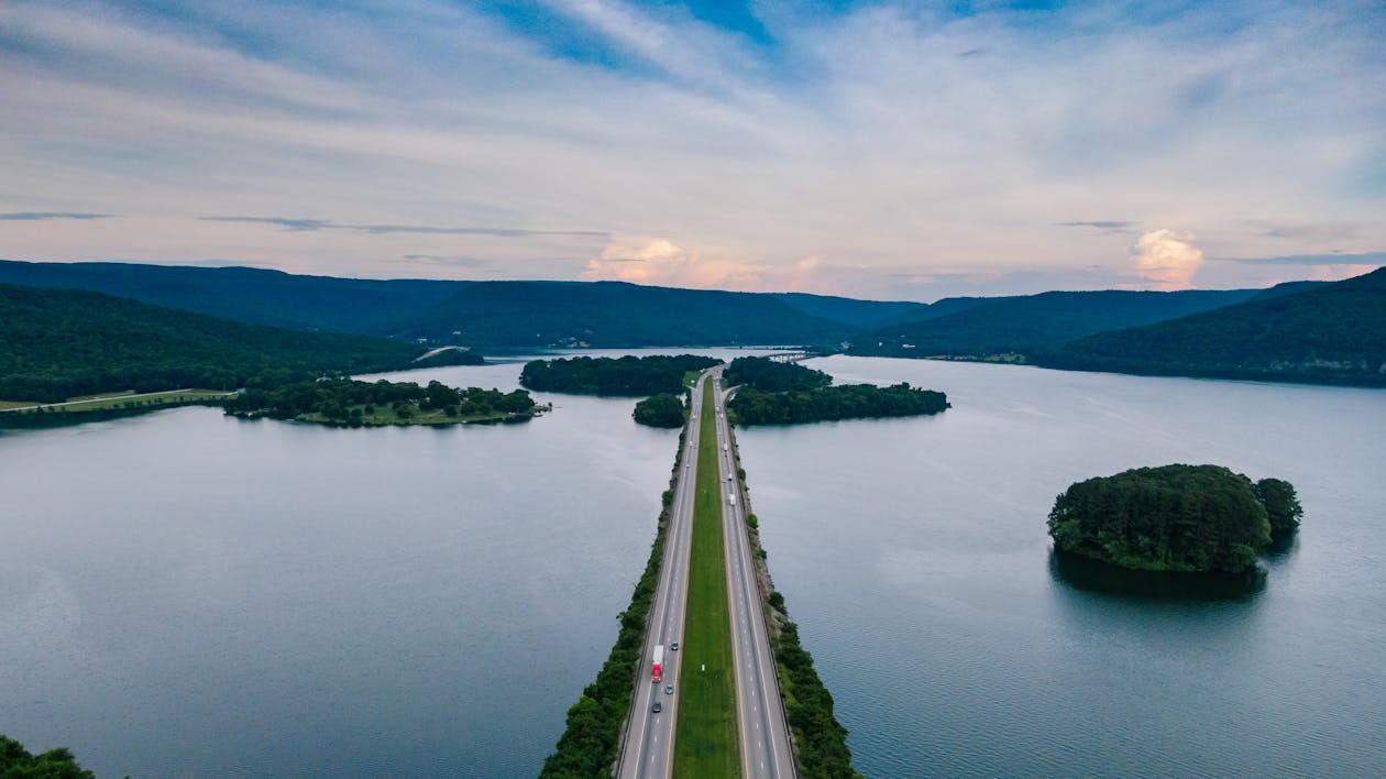 Road Surrounded by Water