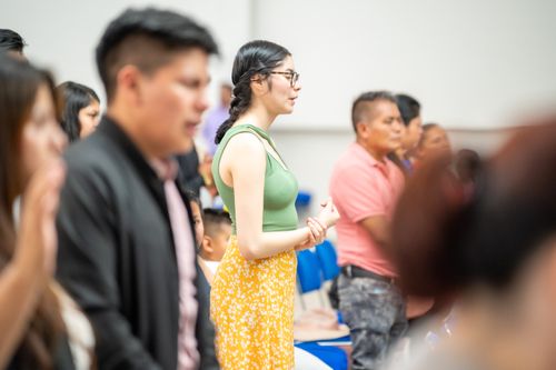 Free Group of people participating in a church service in Ciudad de México. Stock Photo