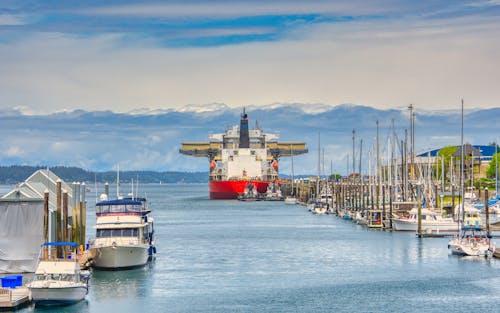 Kostenloses Stock Foto zu frachtschiff, schlepper, wasser