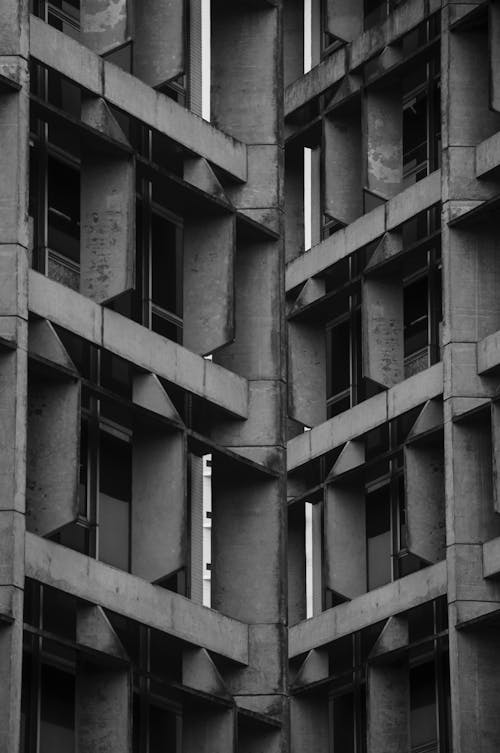 Ingyenes stockfotó beton, épülethomlokzat, fekete-fehér témában