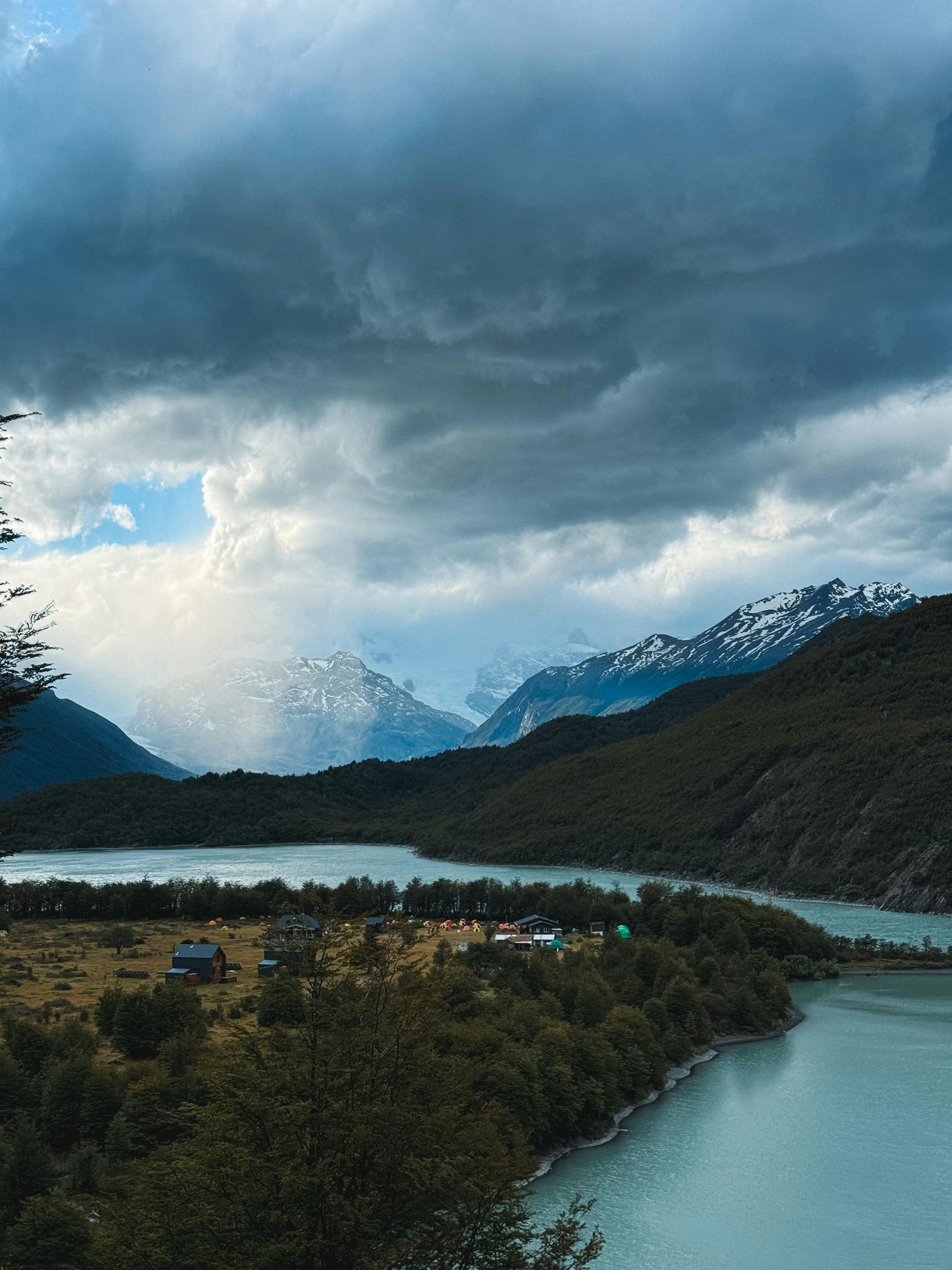 storm cloud over lakes in mountains