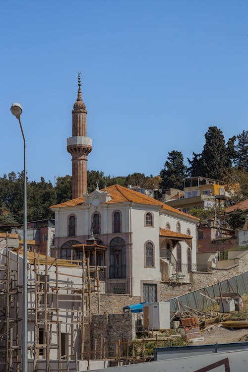A mosque is under construction in a city