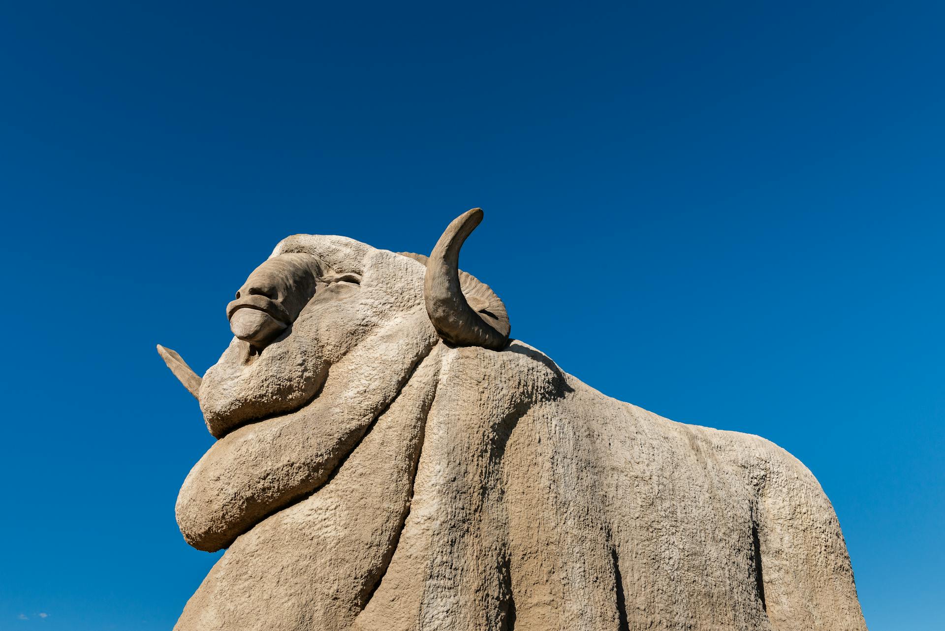 Low Angle Shot of the Concrete Big Merino Statue in Goulburn, New South Wales, Australia