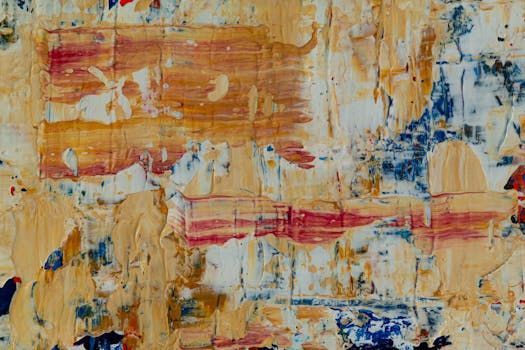 这幅色彩缤纷的抽象丙烯画以现代艺术风格展现了充满活力的层次与图案