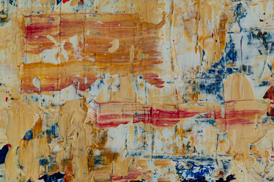 Colorful abstract acrylic painting showcasing vibrant layers and patterns in modern art style.