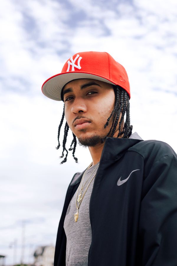 Headwear category, man in streetwear wearing a baseball cap