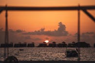 马尔代夫水上别墅的壮丽日落景色，捕捉到了宁静与安详