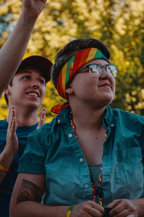 Free Photo of Person Wearing Multicolored Bandana Stock Photo