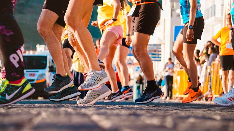 Professional runner training outdoors