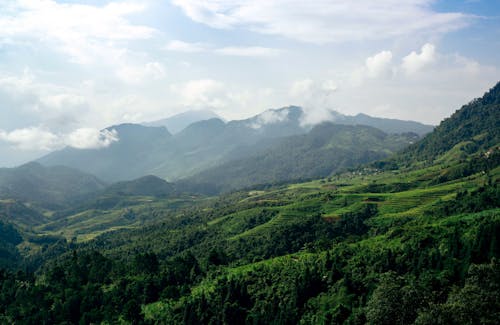 A view of the mountains and valleys in the mountains