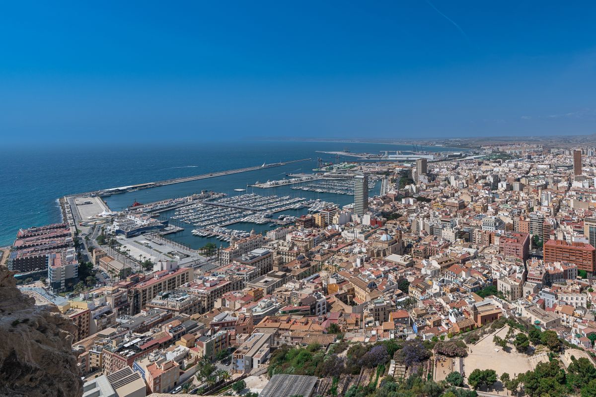 Aerial view of Alicante and its marina