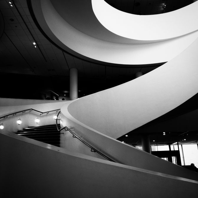 Museum gallery with natural lighting