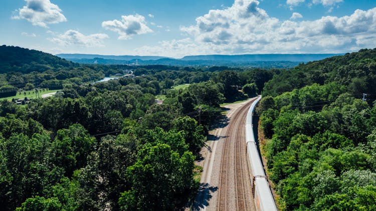 Aerial Photo Of Empty Railroad Tracks